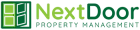 Logo with green doors, "NextDoor Property Management".