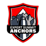 A logo for expert summit anchors with a mountain in the background