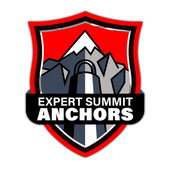 A logo for expert summit anchors with a mountain in the background