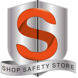 A logo for shop safety store with an orange letter s