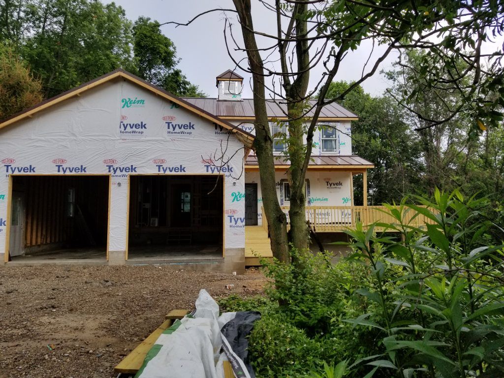 A house that is being rebuilt. 