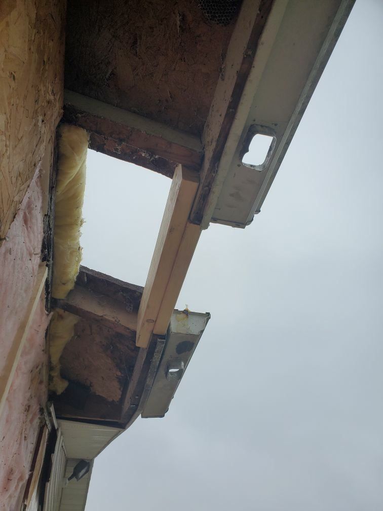 A house with damage from chimney fire.