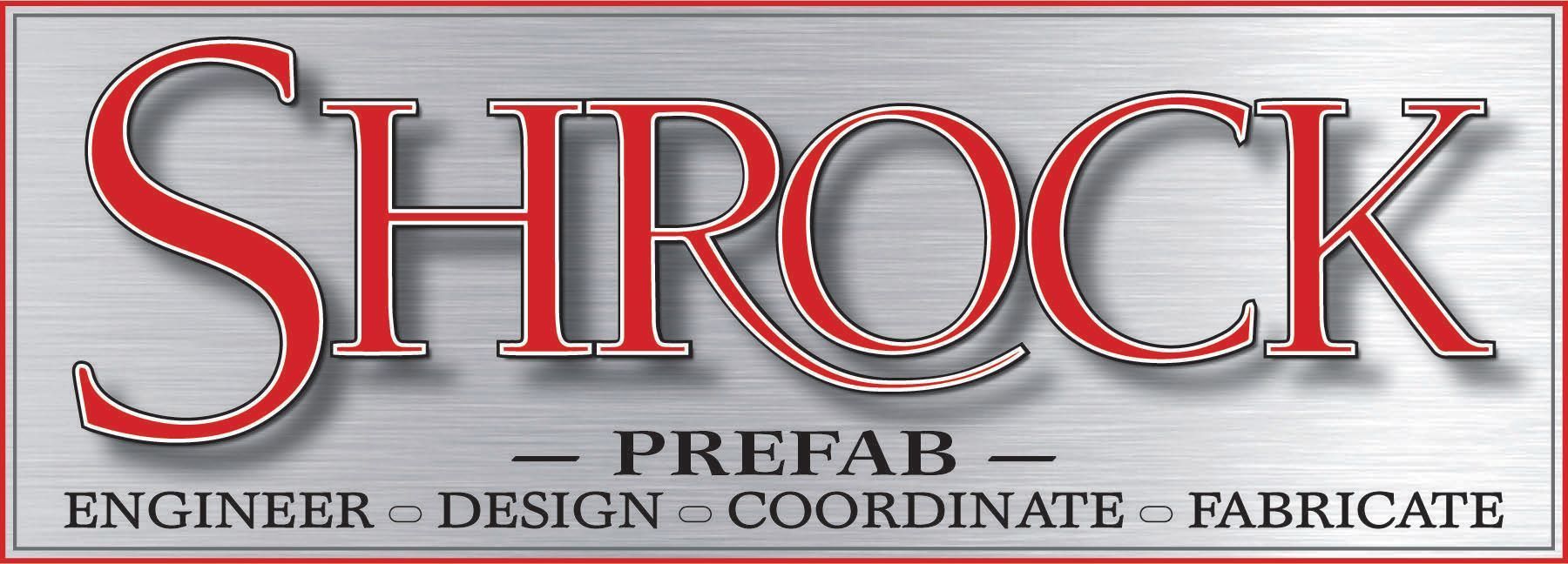 A logo for shrock prefab engineer design coordinate fabricate