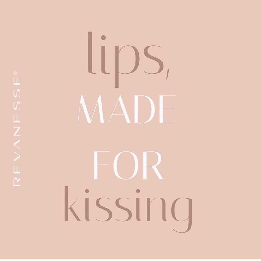 A gray background with the words `` lips made for kissing '' written on it.