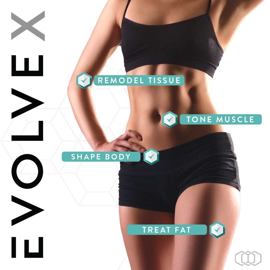 A woman is standing with her hands on her hips and the words evolvex on the bottom