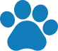 Blue paw print.