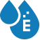 Blue water droplet icon with the letter 