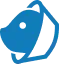 Blue dog head in a collar icon.