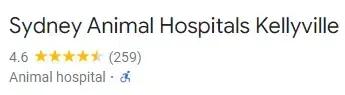 Sydney Animal Hospitals Kellyville. Rating 4.6 stars with 259 reviews. Animal hospital.