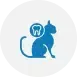 Blue cat silhouette with a tooth icon, likely for pet dental care.