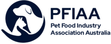 Logo of the Pet Food Industry Association Australia: dog and cat in a blue circle, with text.