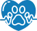 Blue heart with paw print and heartbeat line, symbolizing pet health.