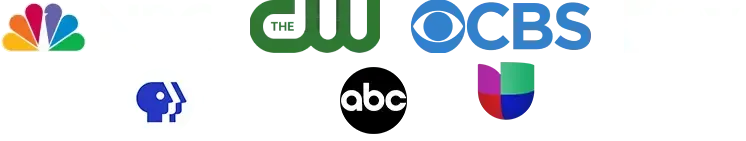 A collage of logos for cbs nbc and abc
