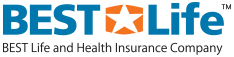 The logo for BEST Life and Health Insurance Company features blue text with an orange star icon in the center.