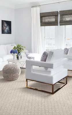 Living room with white furniture