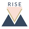 The logo for rise is a triangle with mountains in the background.