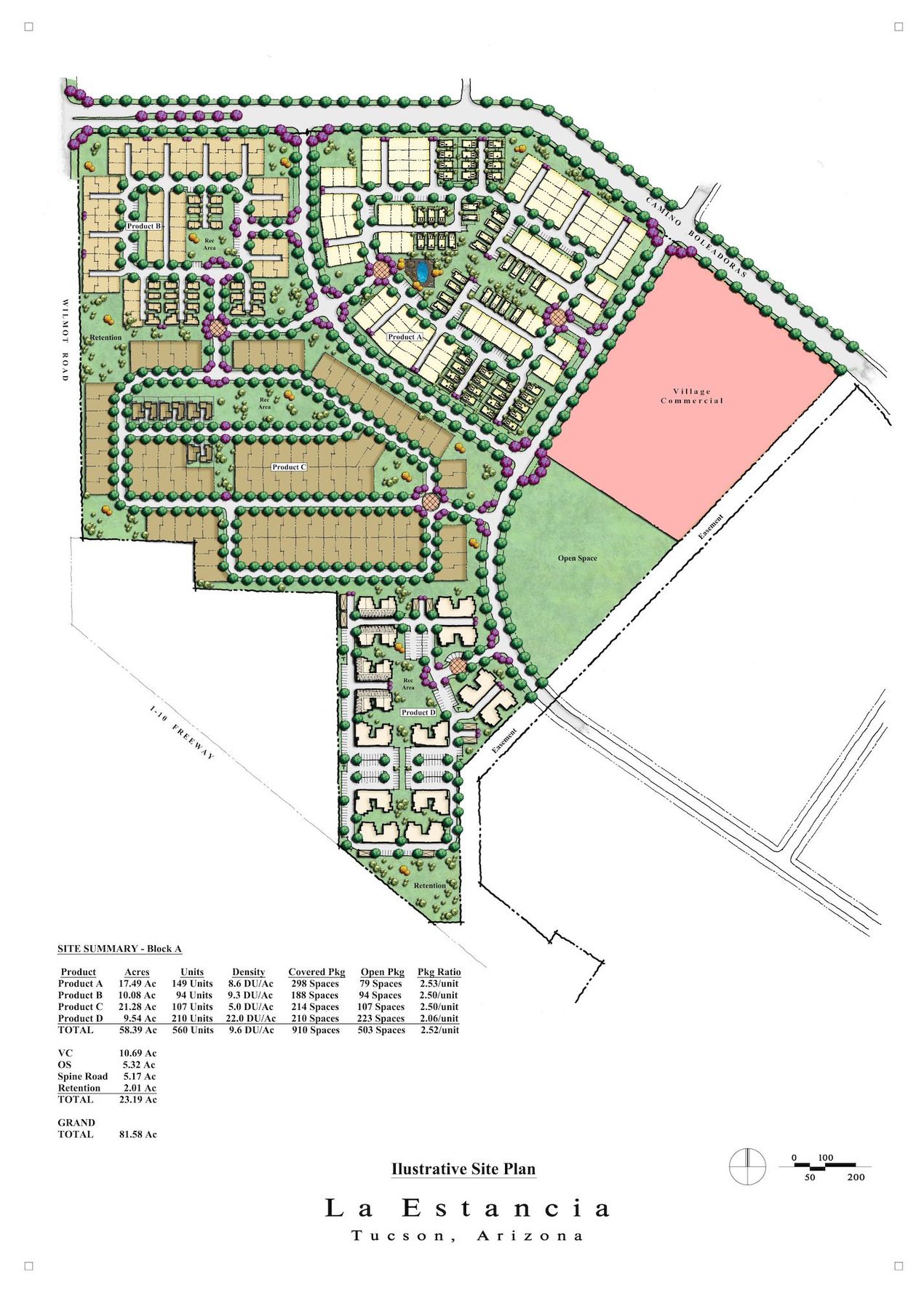 a map of a residential area with a red area in the middle