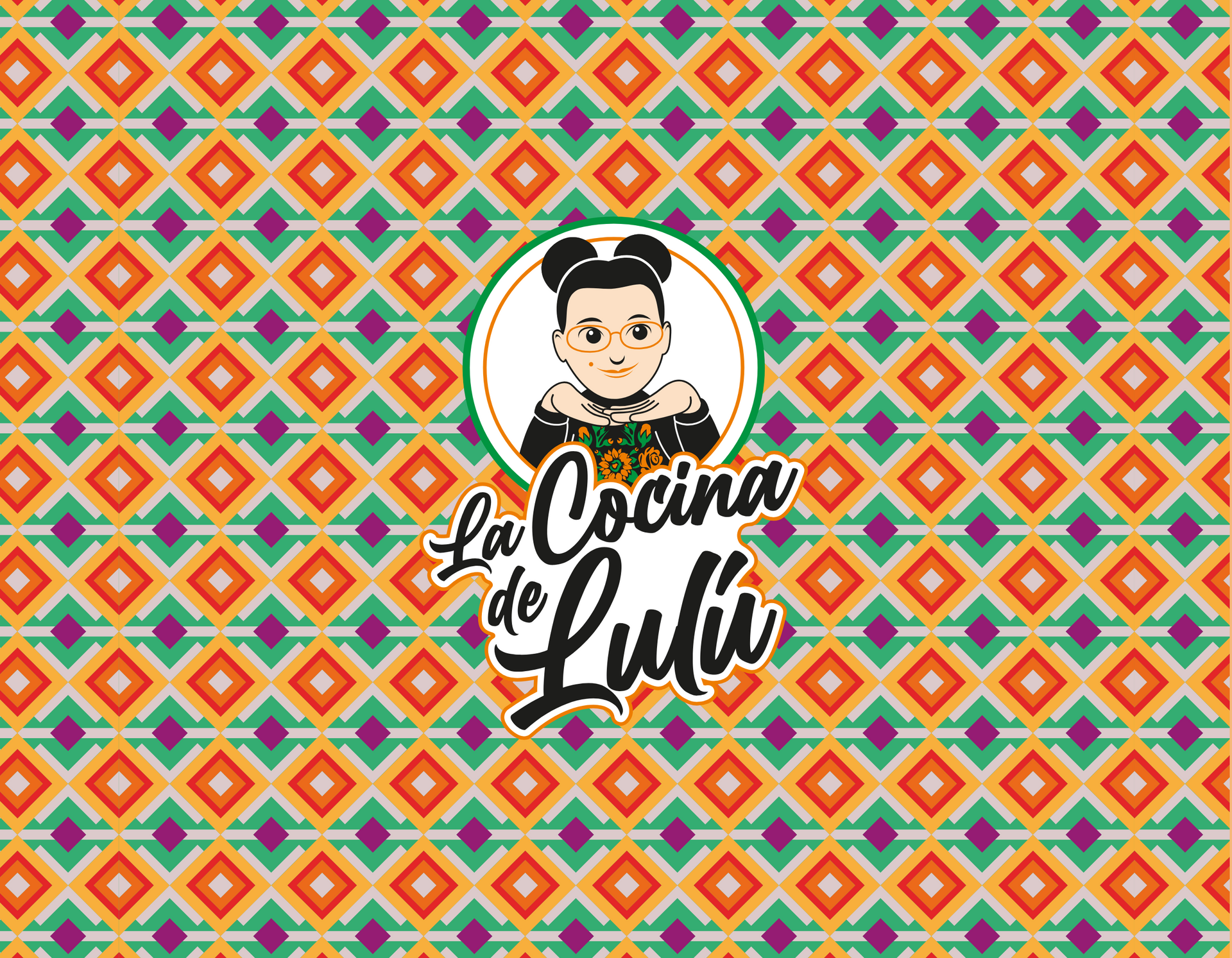 La Cocina de Lulu logo with stylized lettering, outlined in orange and green, representing modern Mexican kitchen