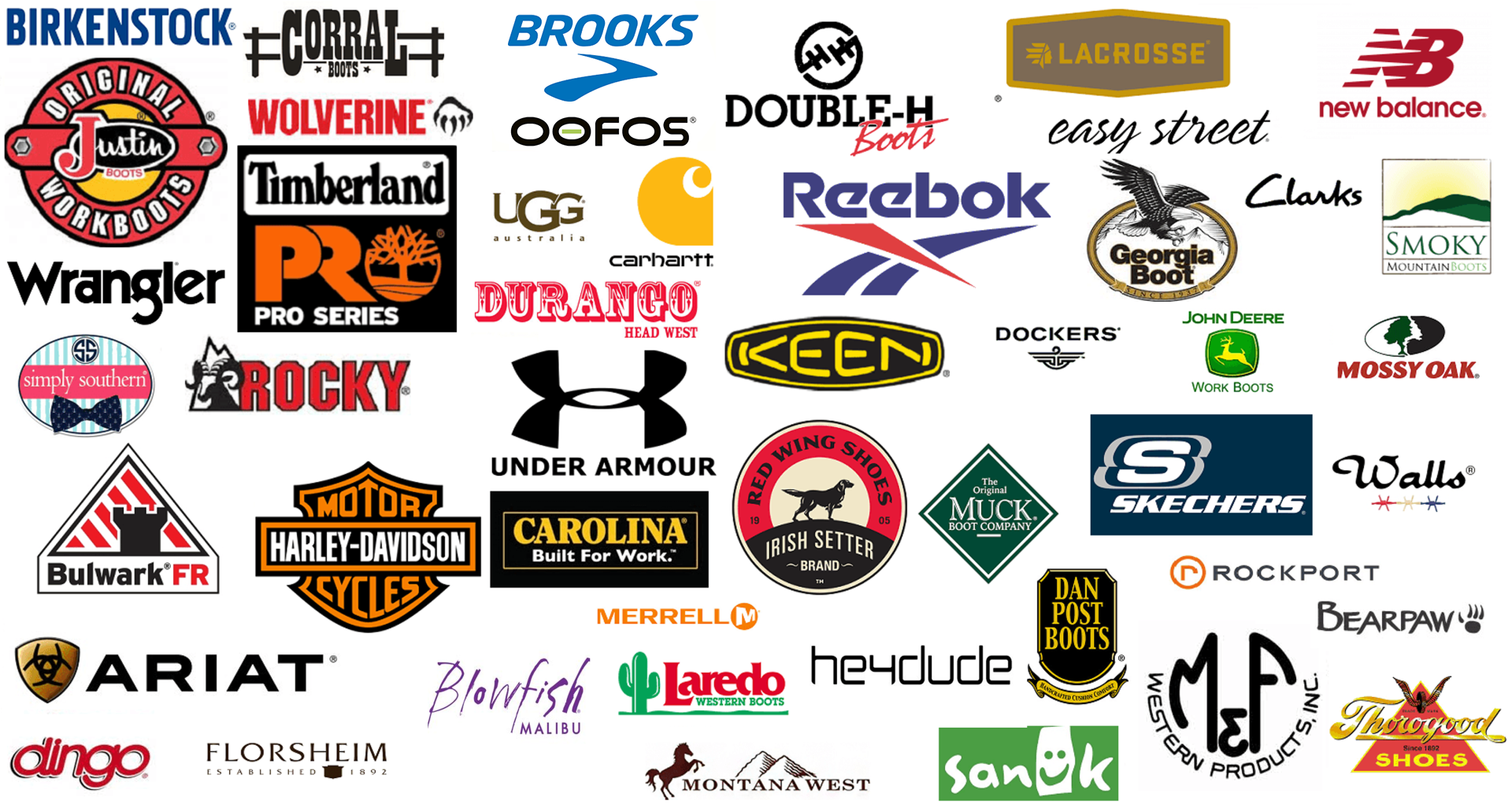 A bunch of logos on a white background including reebok