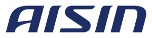 A blue logo for aisin on a white background