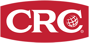 A red and white logo for crc with a globe on it