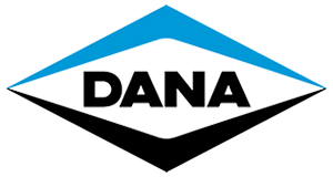 The dana logo is a blue and black diamond with the word dana on it.