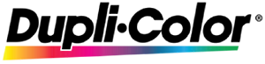 A logo for dupli color with a rainbow of colors