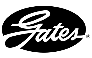 A black and white logo for gates on a white background.