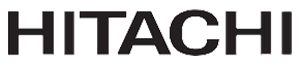 The word hitachi is written in black on a white background.