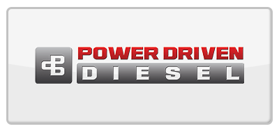 A power driven diesel logo on a white background