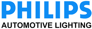 The logo for philips automotive lighting is blue and black.