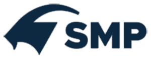 A logo for smp with a fish on it