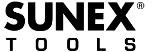 The sunex tools logo is black and white on a white background.