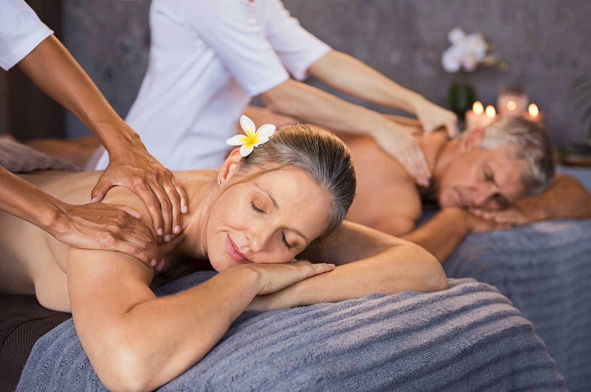 Senior Couple Having a Back Massage — Pompano Beach, FL — Pompano Beach Spa