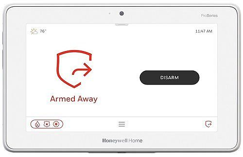 Honeywell Home security panel displaying 