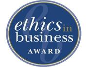 The logo for the ethics in business award.