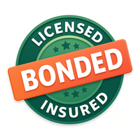 Green circle badge with orange rectangle: 