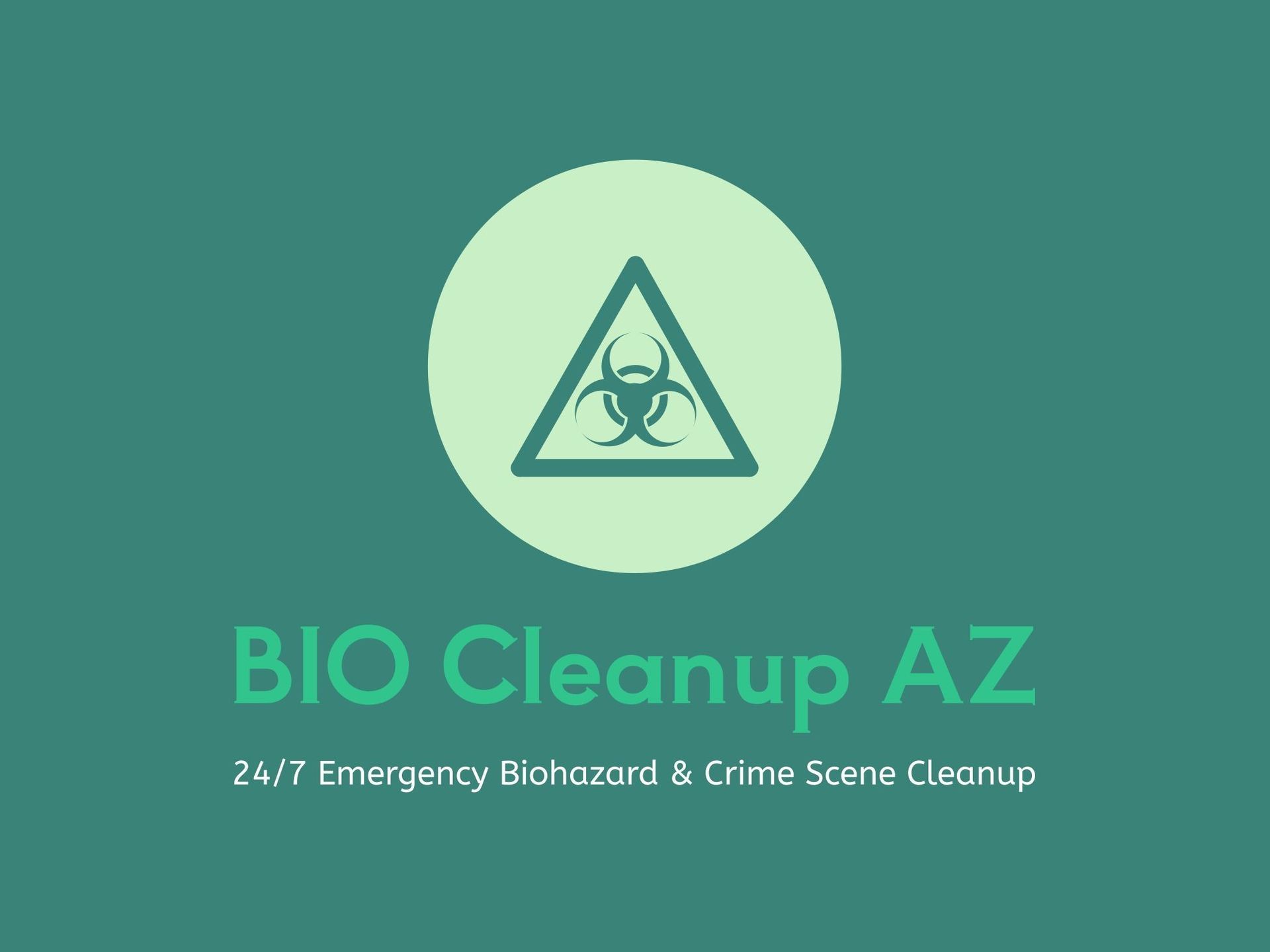 A logo for bio cleanup az with a biohazard symbol