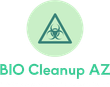 A logo for bio cleanup az with a biohazard symbol
