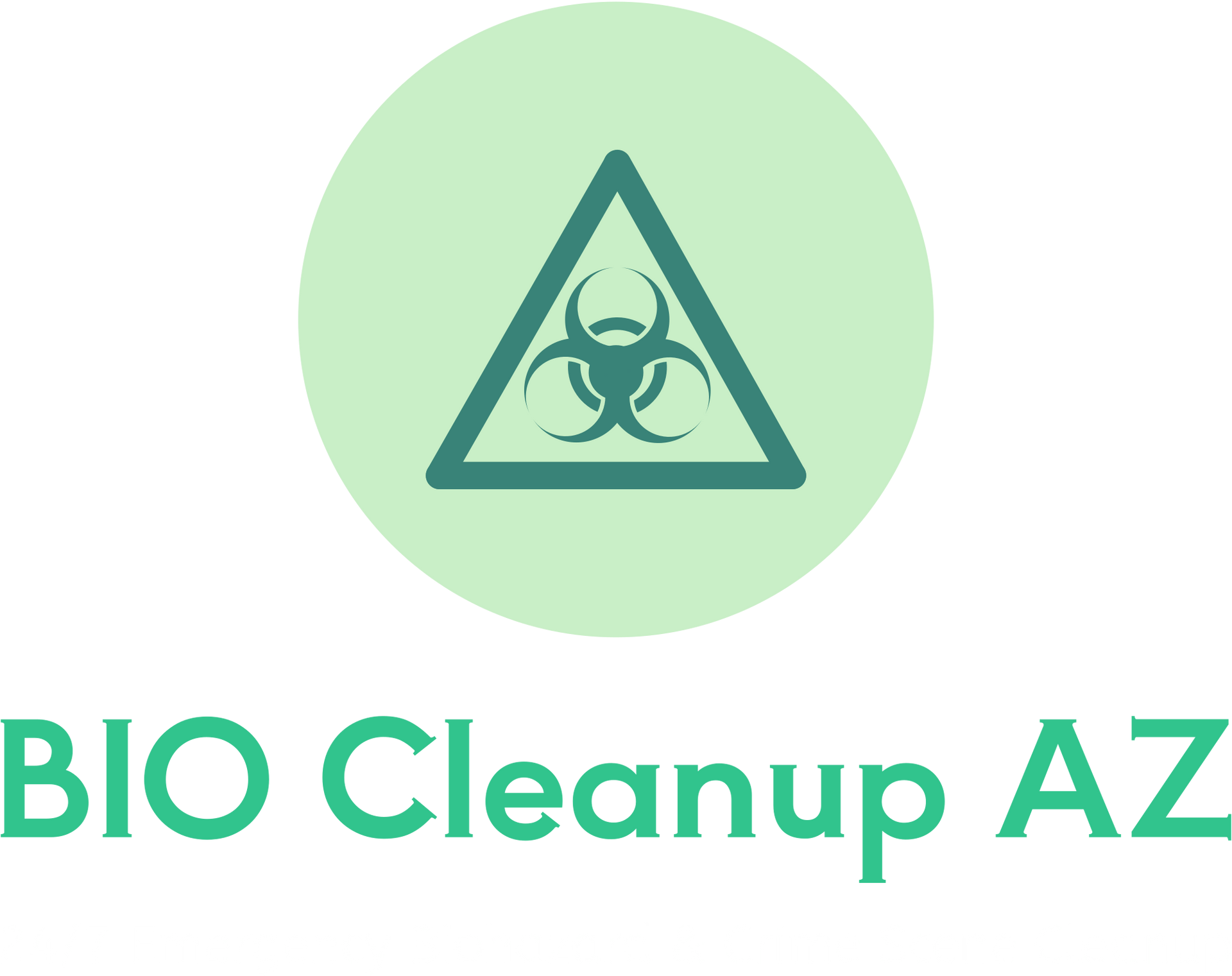 A logo for bio cleanup az with a biohazard symbol