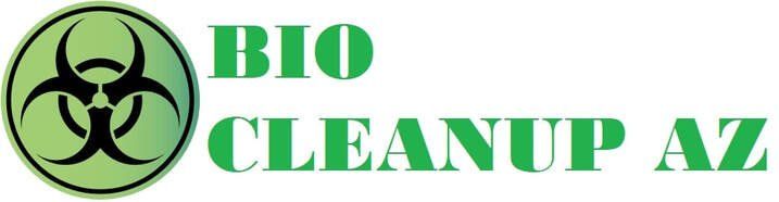 A logo for bio cleanup az with a biohazard symbol