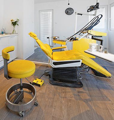 Yellow Dental Chair in Dentist Office Clinic — Port Angeles, WA — Design Craft Upholstery & Interiors