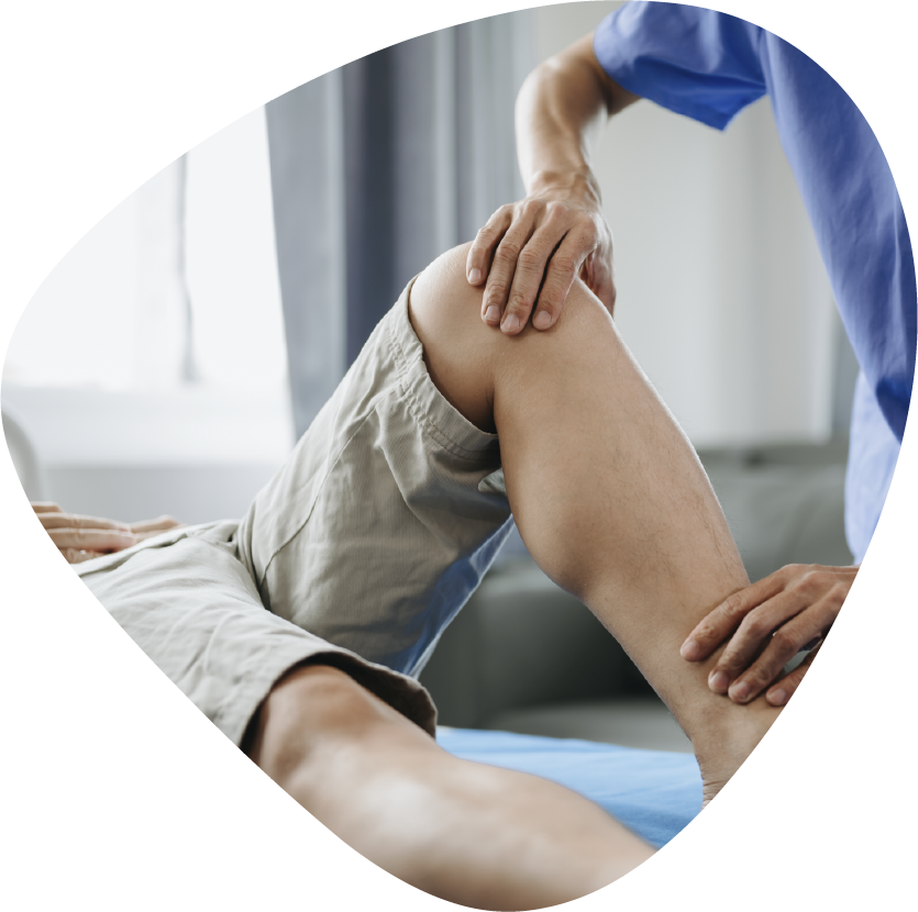 A person is getting a massage with their hands on their back.