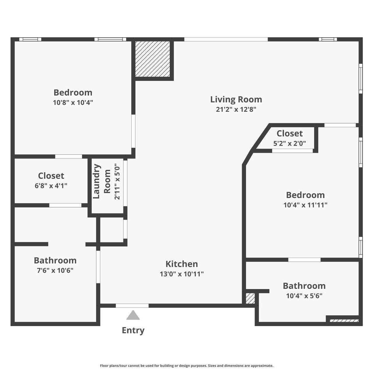 2 bedroom floor plan - architectural drawing style