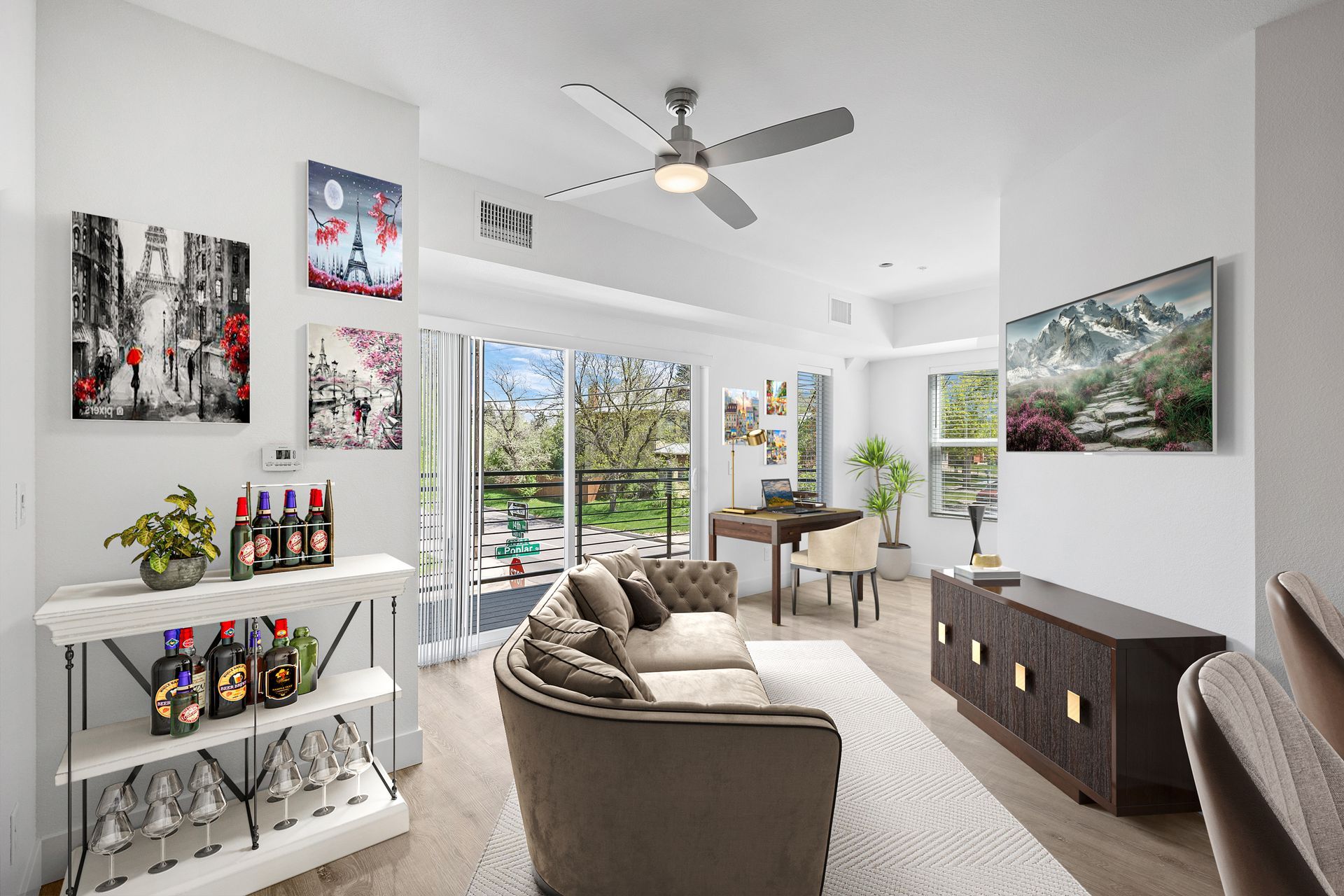 Photo showing a living room with plenty of natural lighting