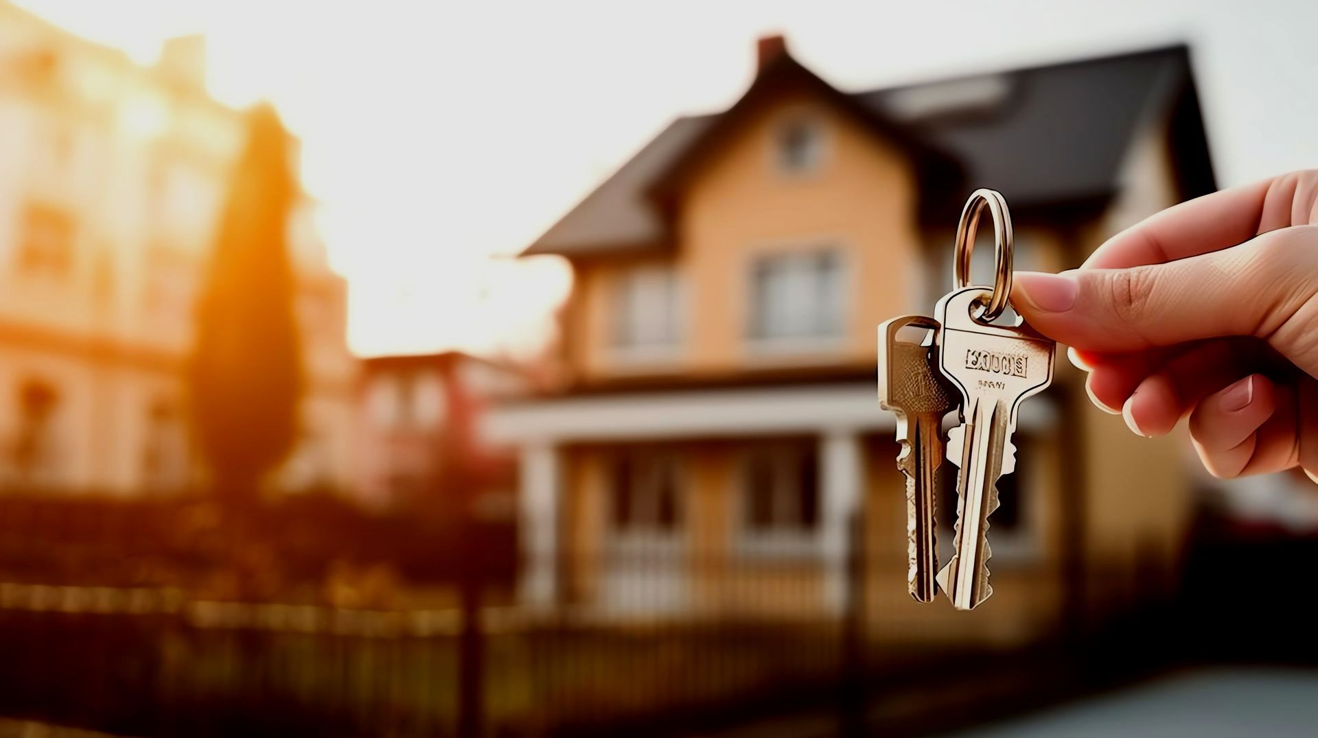 A Person Is Holding A Pair Of Keys In Front Of A House — Troy Cummings Locksmith In Innisfail, QLD