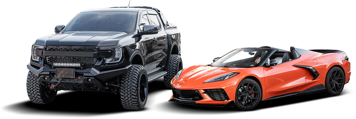 Red Dodge Challenger car.