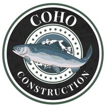 The logo for Coho Construction shows a fish in a circle with mountains in the background.