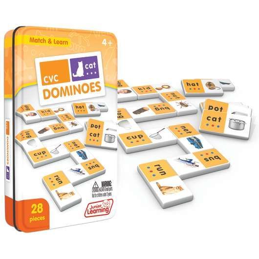 A box of cvc dominoes with 28 pieces