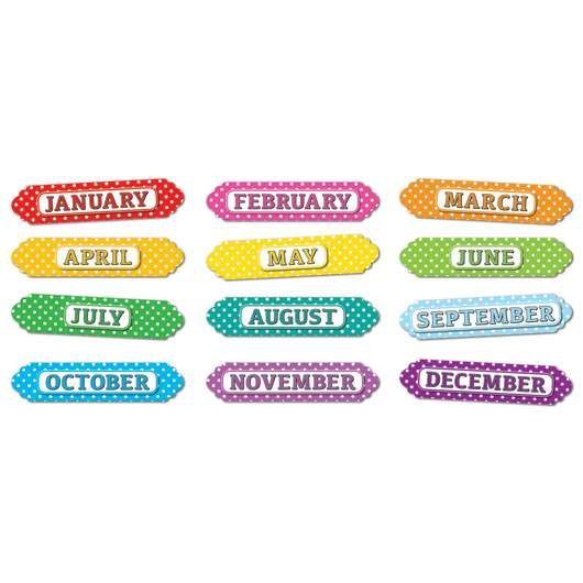 A set of colorful stickers for the months of the year